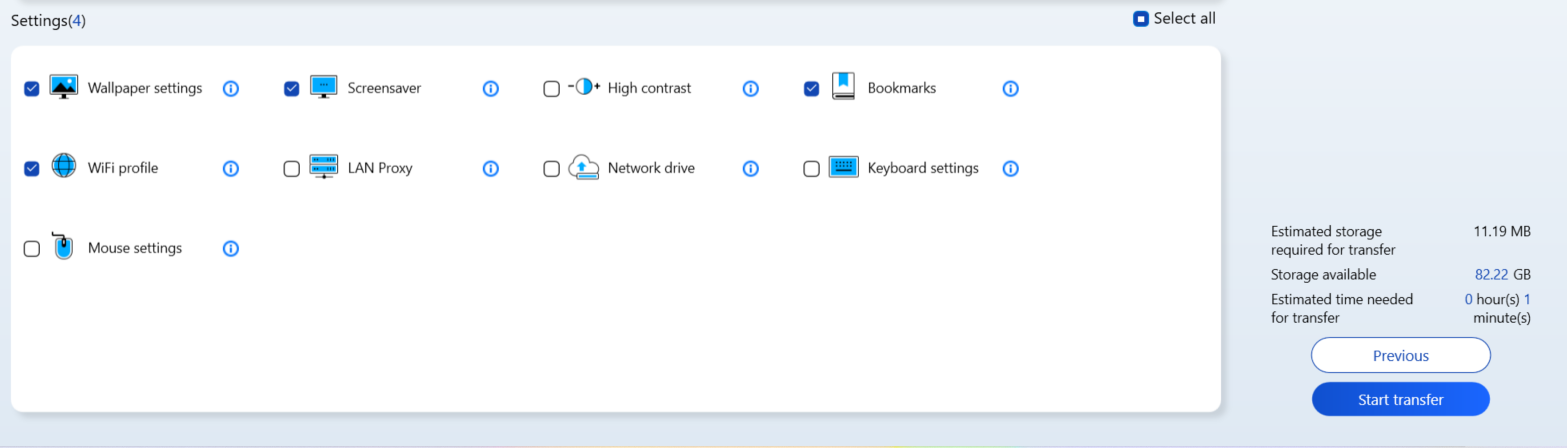 Figure 8 : Selected some settings were selected