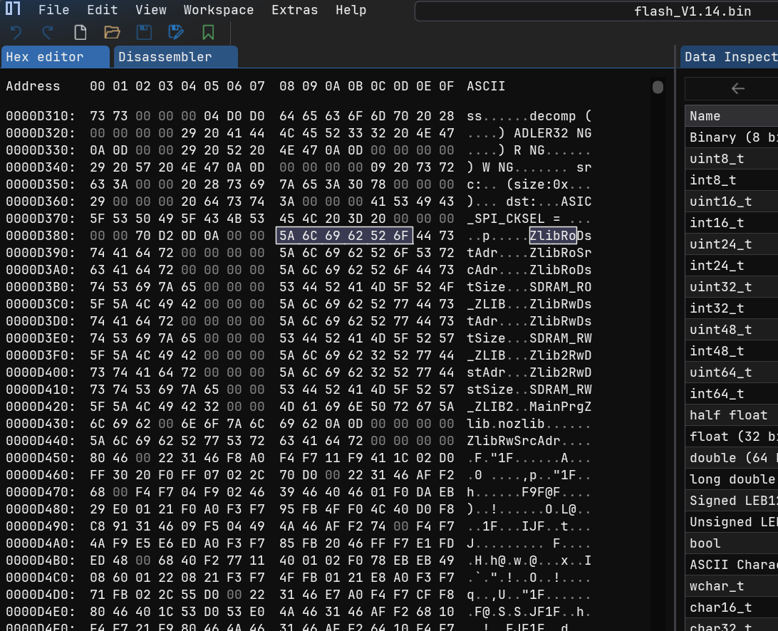 Hex view showing strings