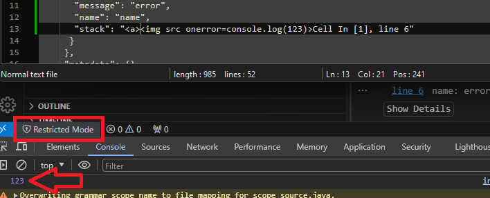 javascript execution in console