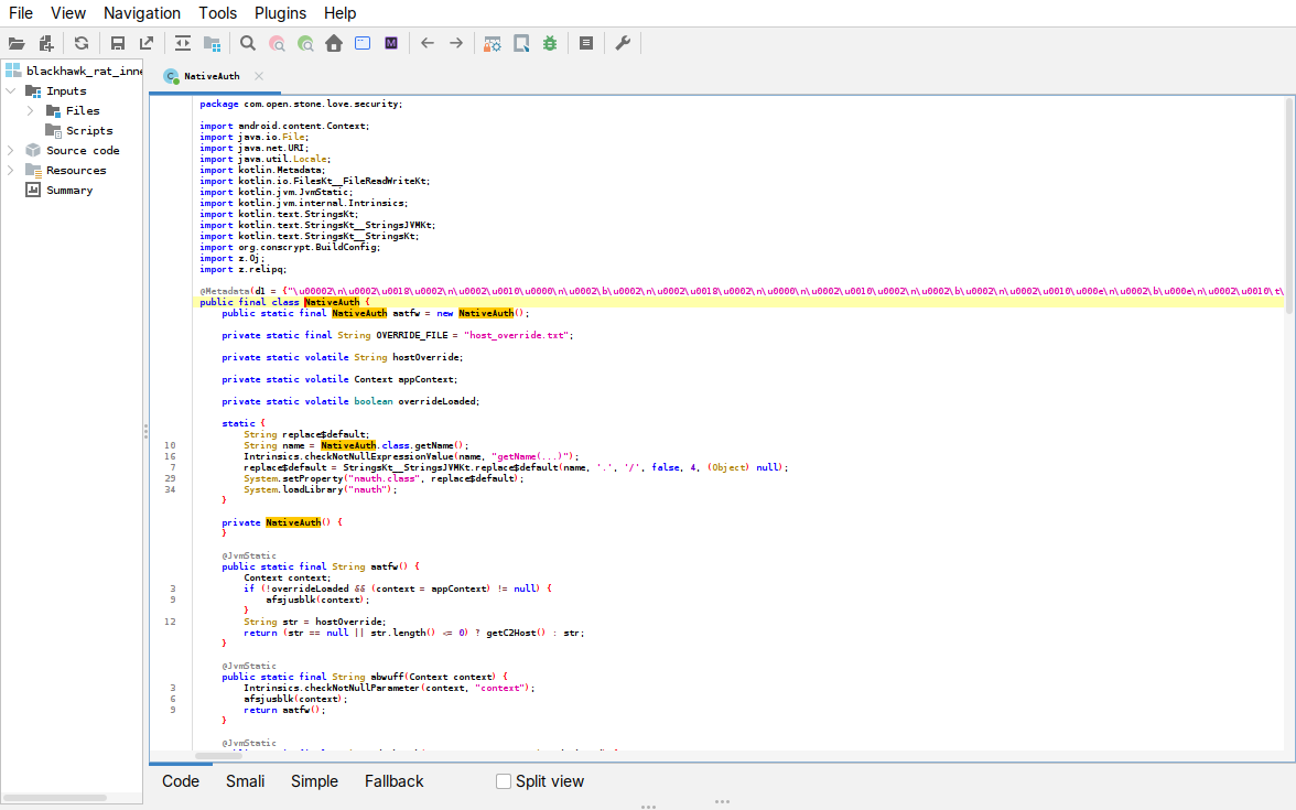 NativeAuth decompiled in jadx