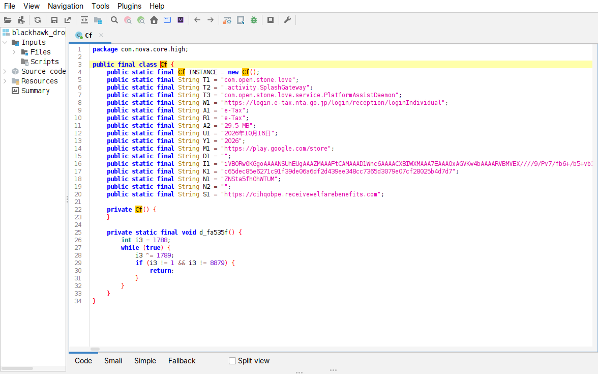 Cf config class decompiled in jadx