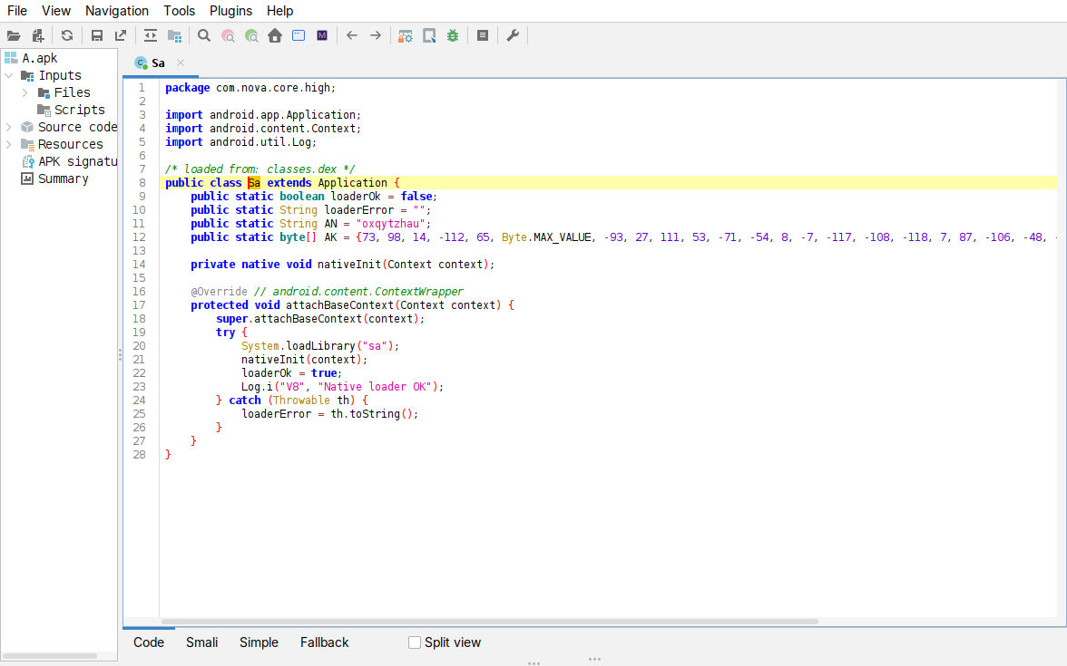 Sa stub decompiled in jadx