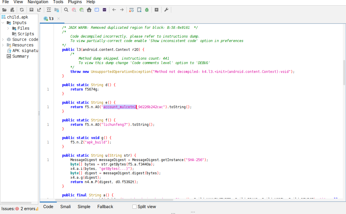 jadx, k4.l3.e() returns account_mulcetn2_9d226b242cac, f() returns lichunfeng7